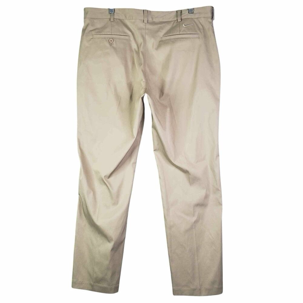 Nike Golf Pants 38x32 Khaki Tan Flat Front Chino Straight Performance 38 - Picture 2 of 7